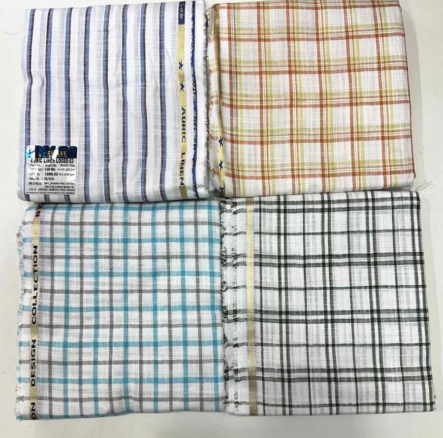 Auric Linen Checks & Stripe — Shirting — R. Kunal Textiles Kalbadevi Mumbai