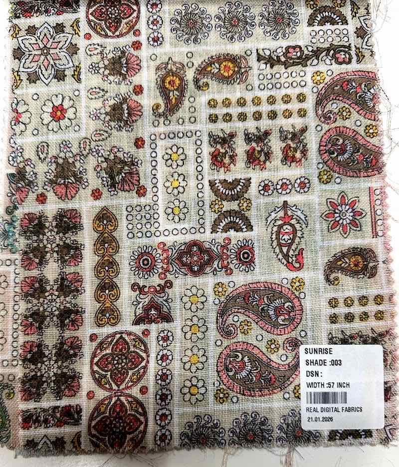 Digital Sunrise PC Blend fabric — R. Kunal Textiles Kalbadevi Mumbai