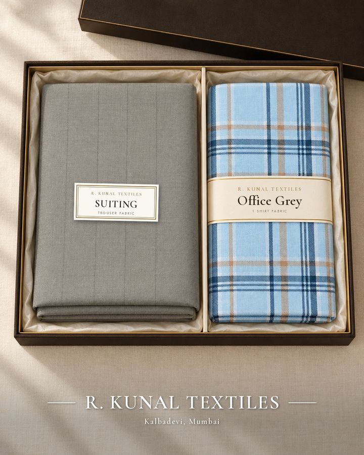 Office Grey — Shirt & Trouser fabric set — R. Kunal Textiles Kalbadevi Mumbai