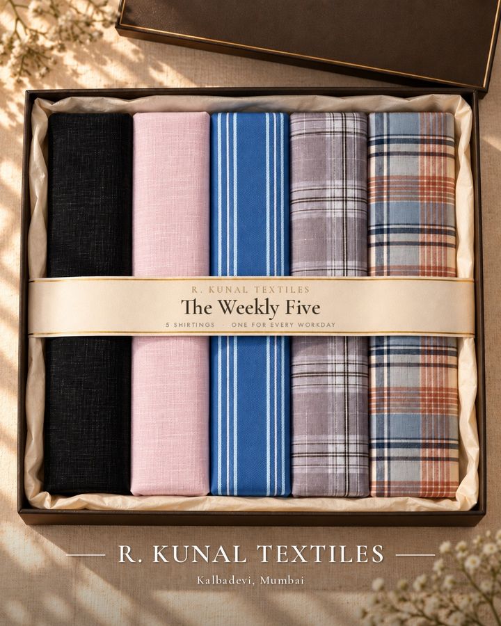 The Weekly Five — Weekly Five · 5 Shirtings fabric set — R. Kunal Textiles Kalbadevi Mumbai
